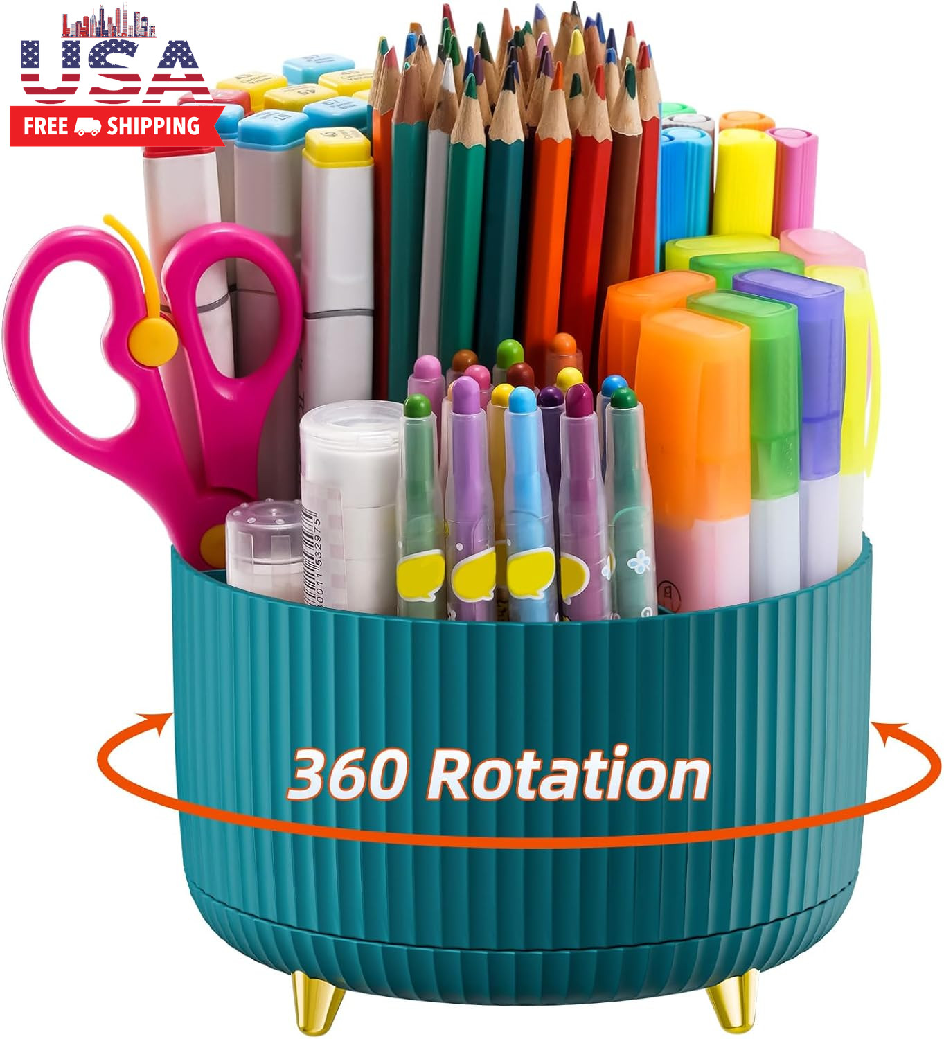 Desk Organizer, 360-Degree Rotating Pen Holder, Desk Organizers and Accessories
