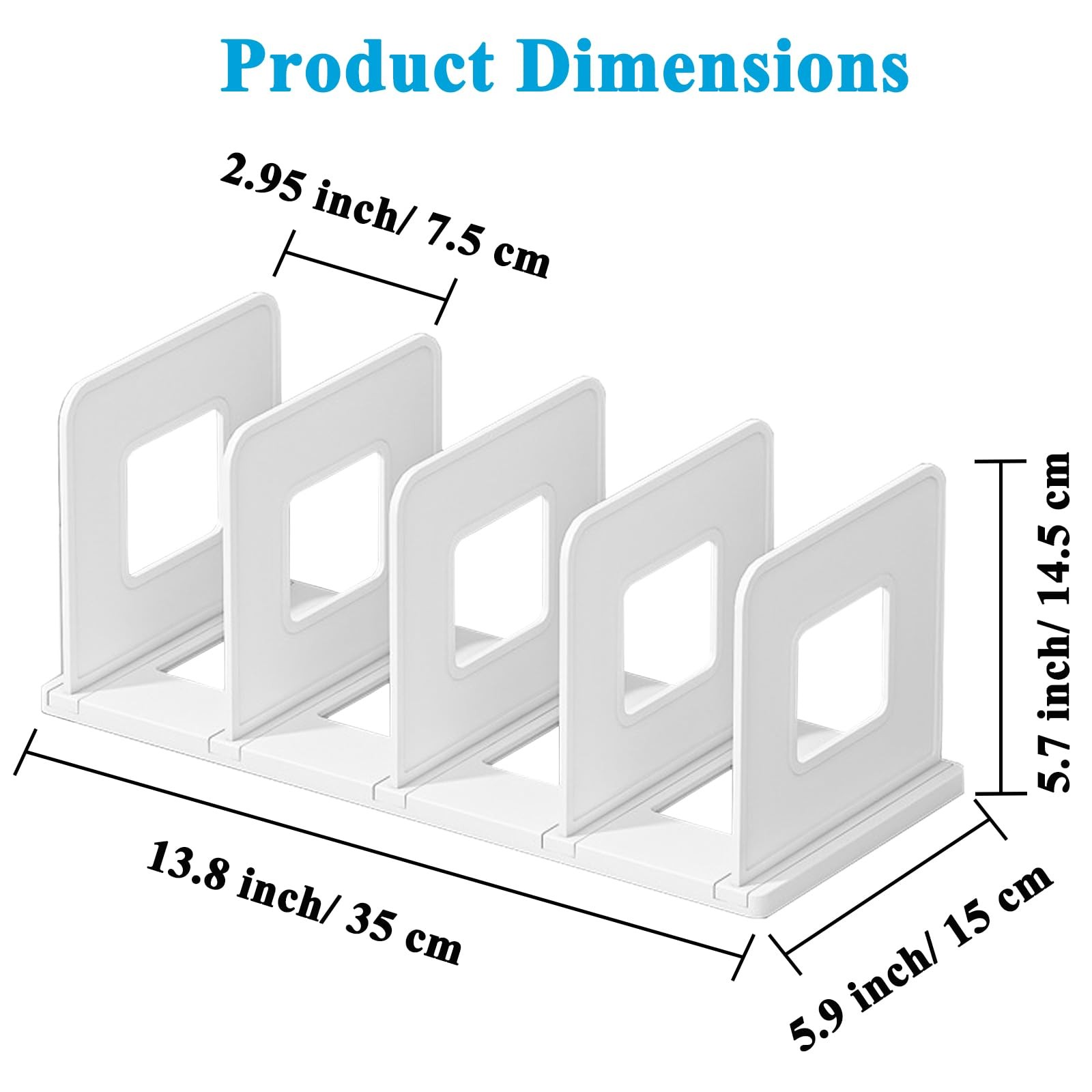 4 Section White File Sorter Plastic Adjustable Desktop Folder Organizer Rack
