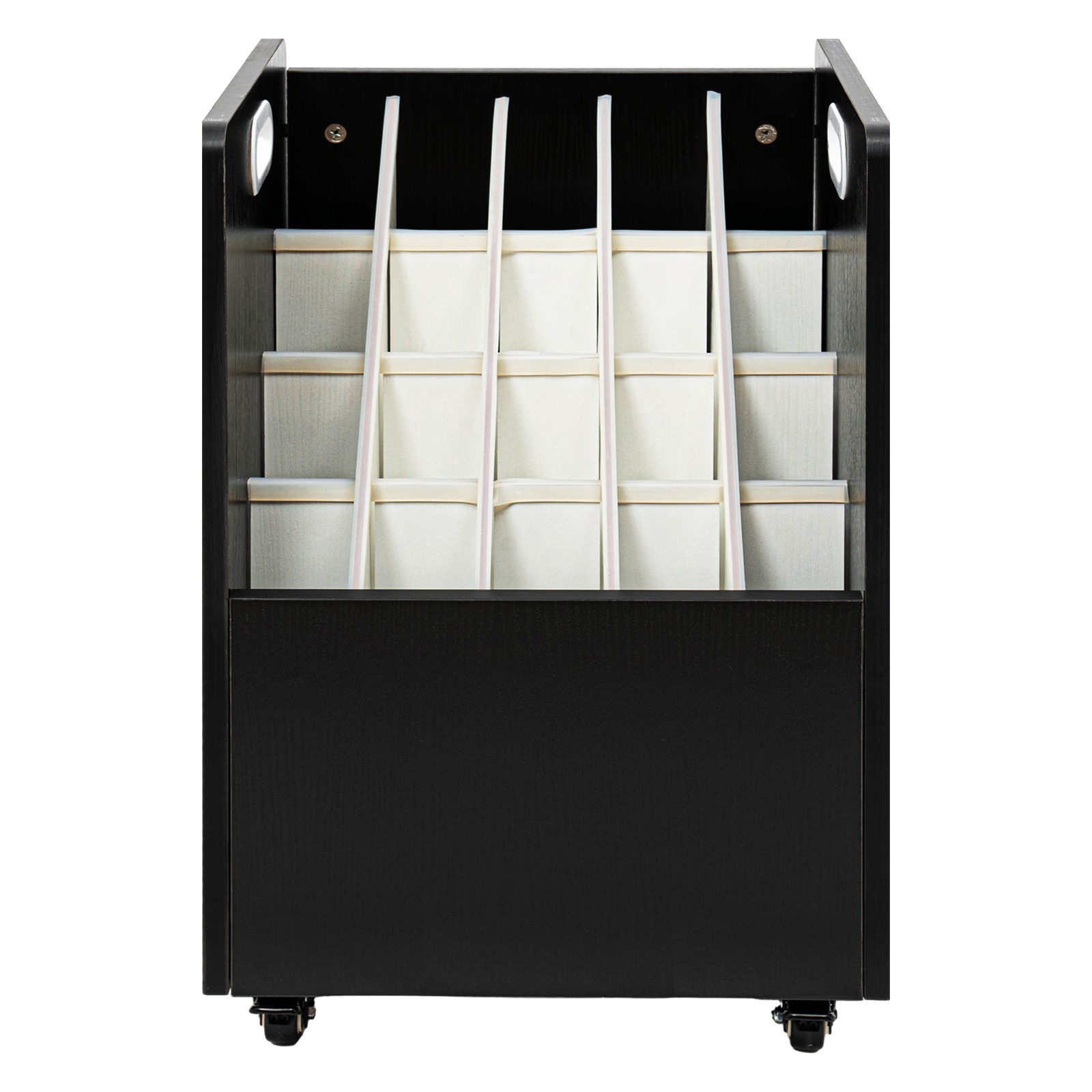 20-Slot Mobile Rolling Blueprint Roll File Cart Modern Document Organizer Black