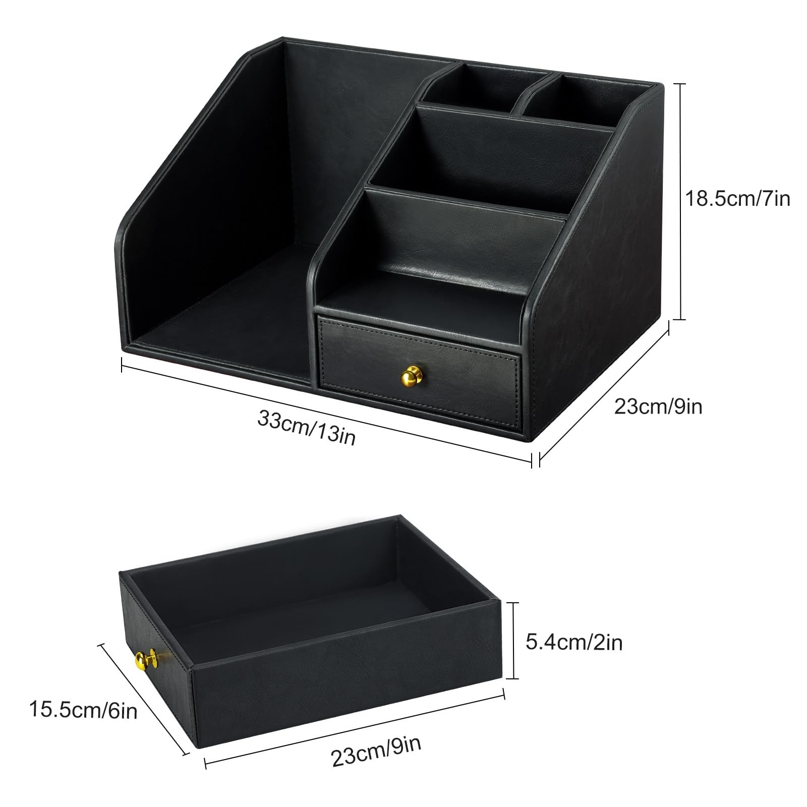 PU Leather Desk Organizer, Multifunction 6 Compartment Desk Organizers and fo…