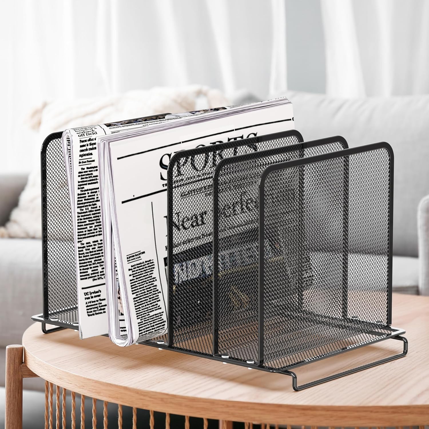 Expandable 5 Section Upright File Sorter Organizer, Black