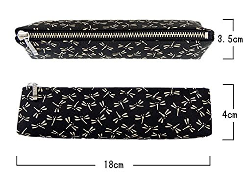 Inden-ya Deerskin Pen Case Dragonfly Lacquer Black Made in Japan