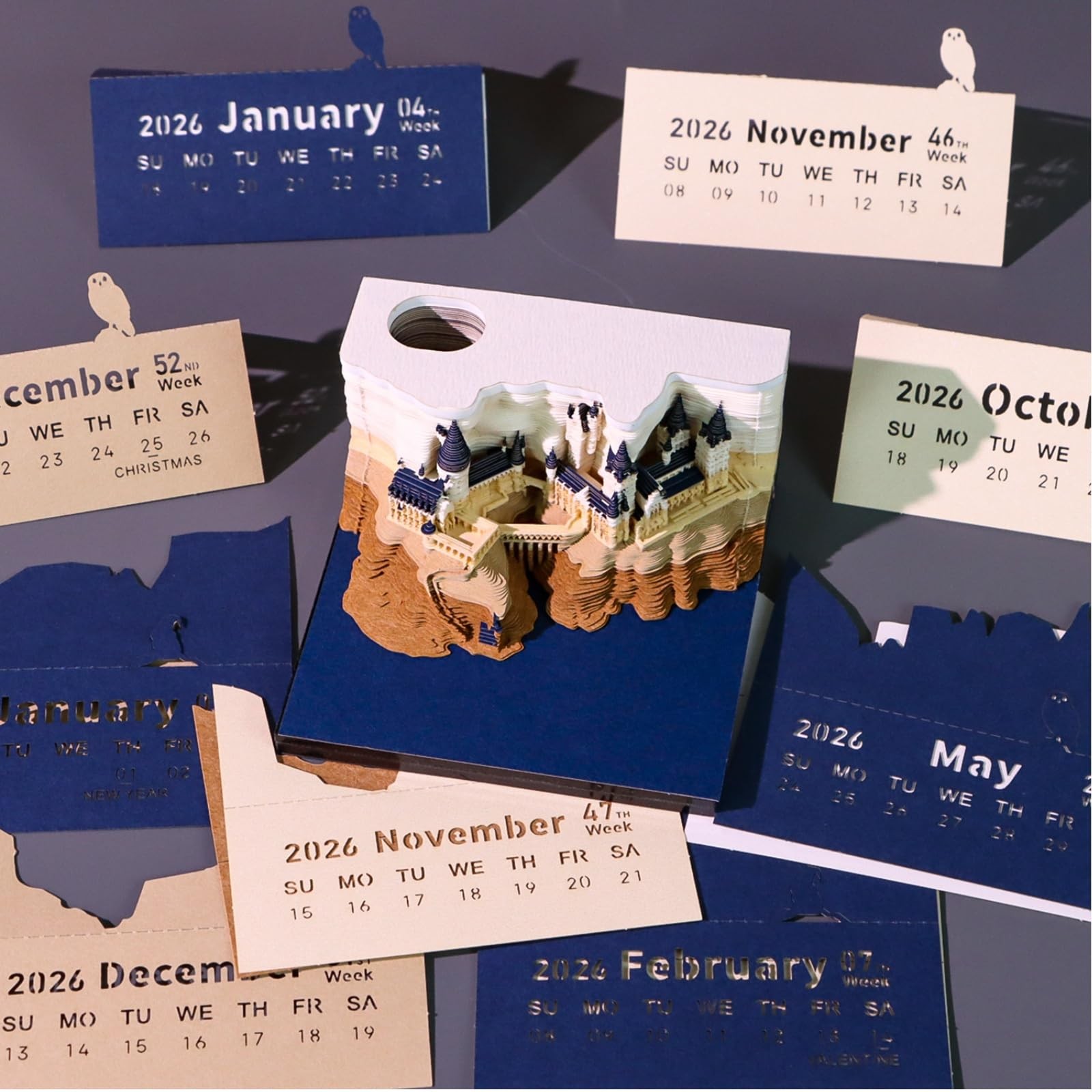 3D calendar 2026, notepad, detachable pen Magic Castle