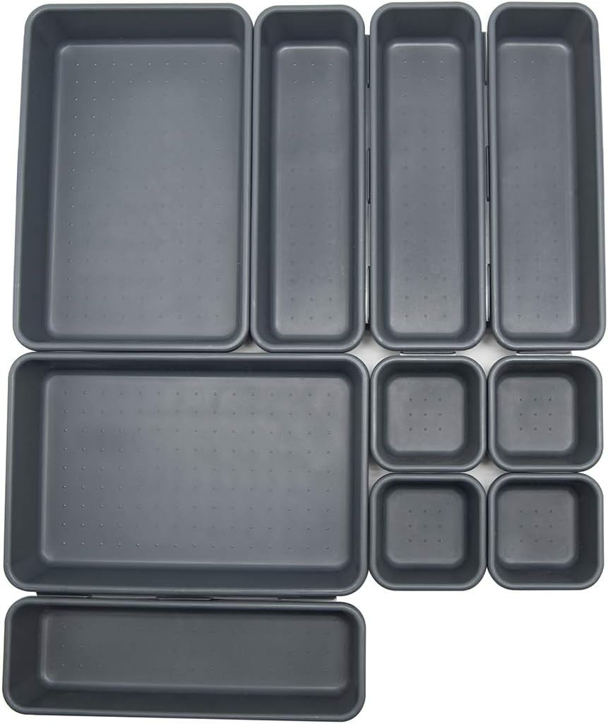 Interlocking Desk Drawer Organizer Separators for Kitchen, Bathroom, Makeup, Off