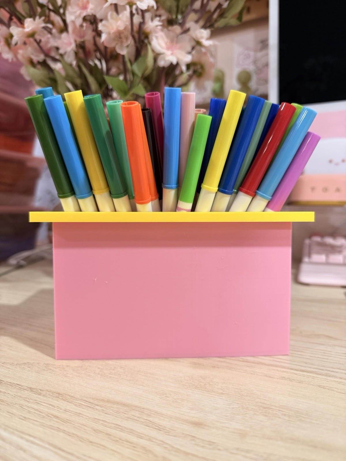 La Casita Pink and Yellow House-Pencil Holder Desk Organizer for Office