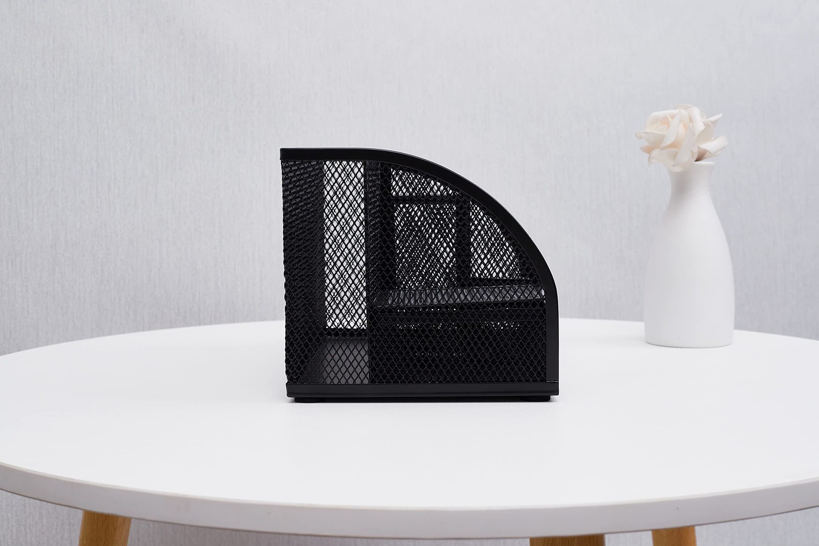 Annova Mesh Desk Organizer Office with 7 Compartments + Drawer/Desk Black