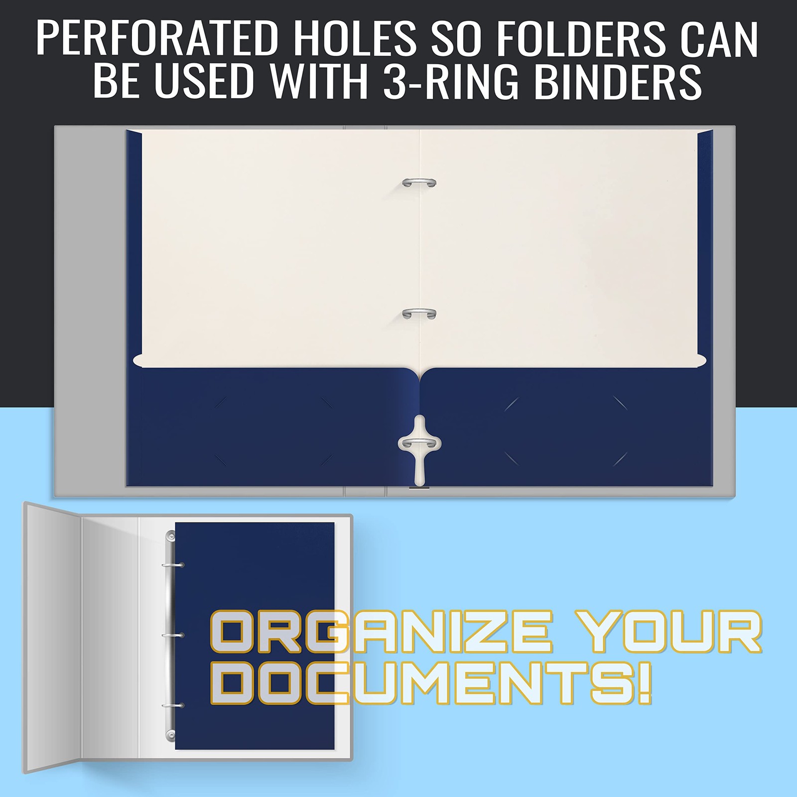 Two Pocket Portfolio Folders, 50-Pack, Blue, Letter Size Paper Folders, 50 Pi…