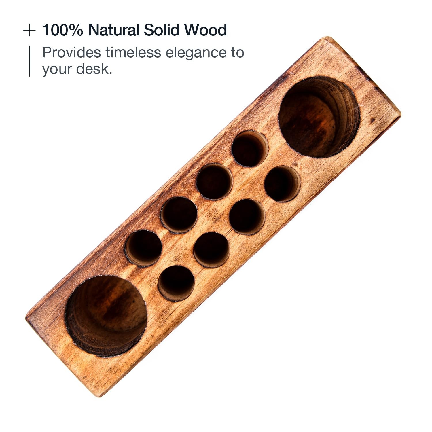 Pen Holder for Desk Rustic Wooden Pencil Holder for Desk, Solid Wood Desk Pen Or