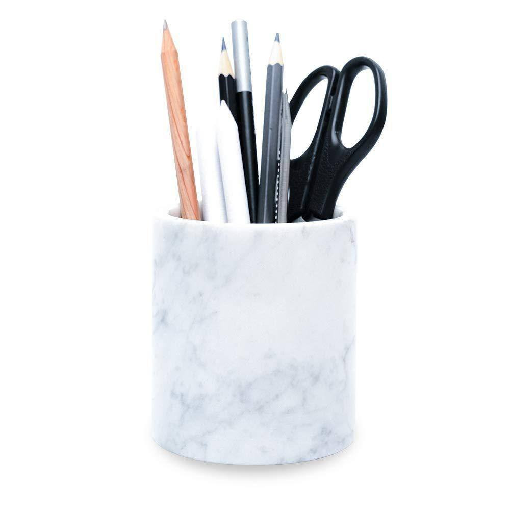 3.15In X 3.94In Natural Marble Pencil Holder Stand for Desk, Makeup Brush Cup, B