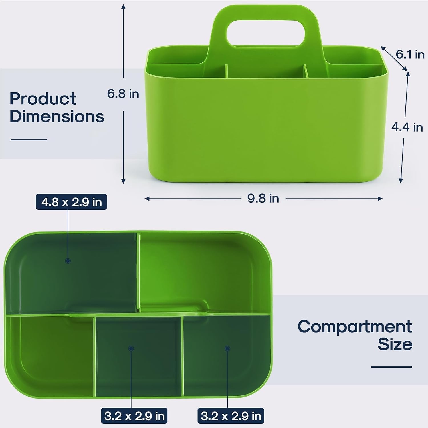 Multiuse Caddy Organizer with Handle, Portable Divided Plastic Tote Bin – Art Cr