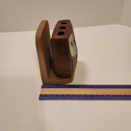 Vtg Brown Owl 4″ Stoneware Pen Letter/NotePad/Napkin Holder UCTCI Japan Ceramic
