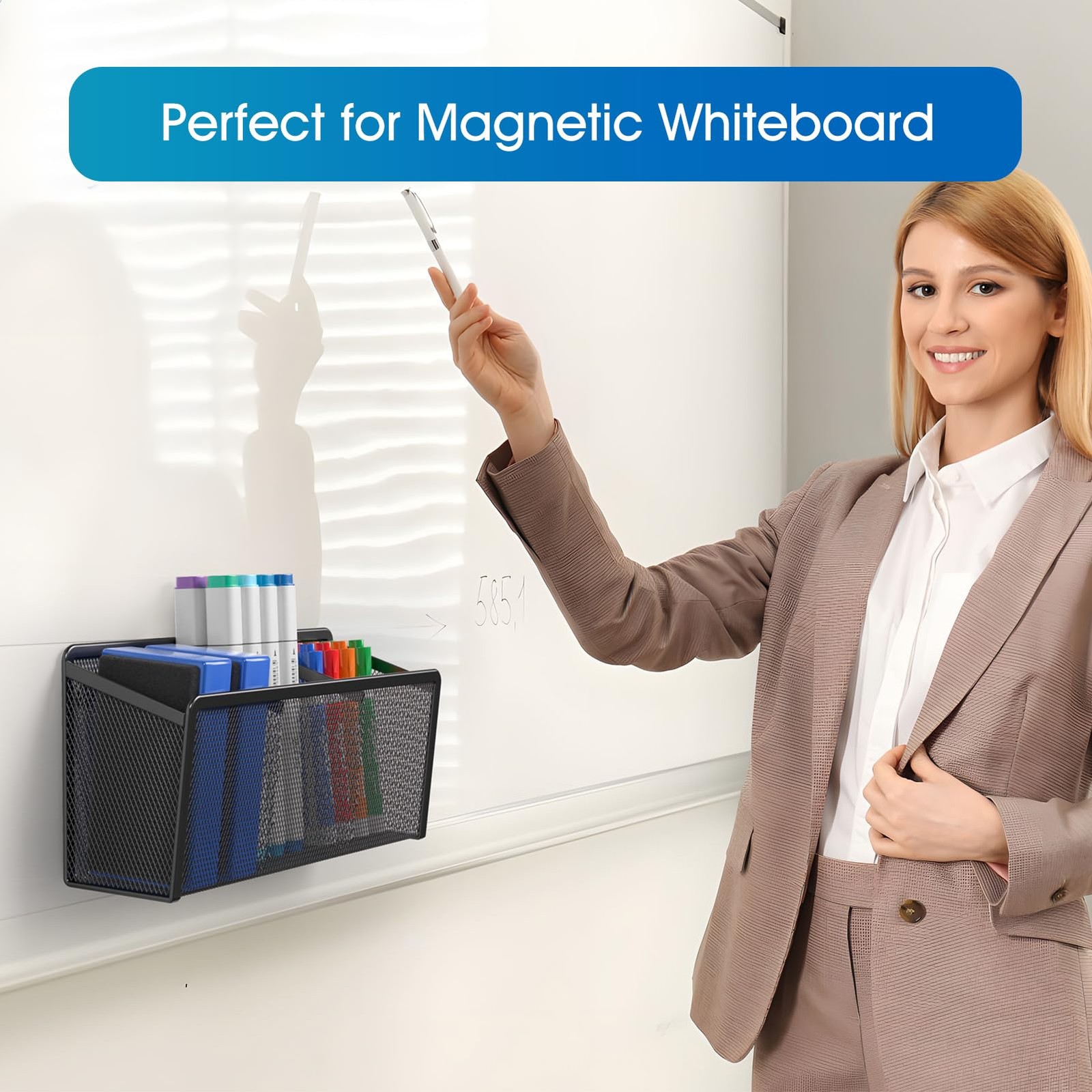 MaxGear Magnetic Pen Holder, Mesh Organizer 3 Compartment, 3 Compartment