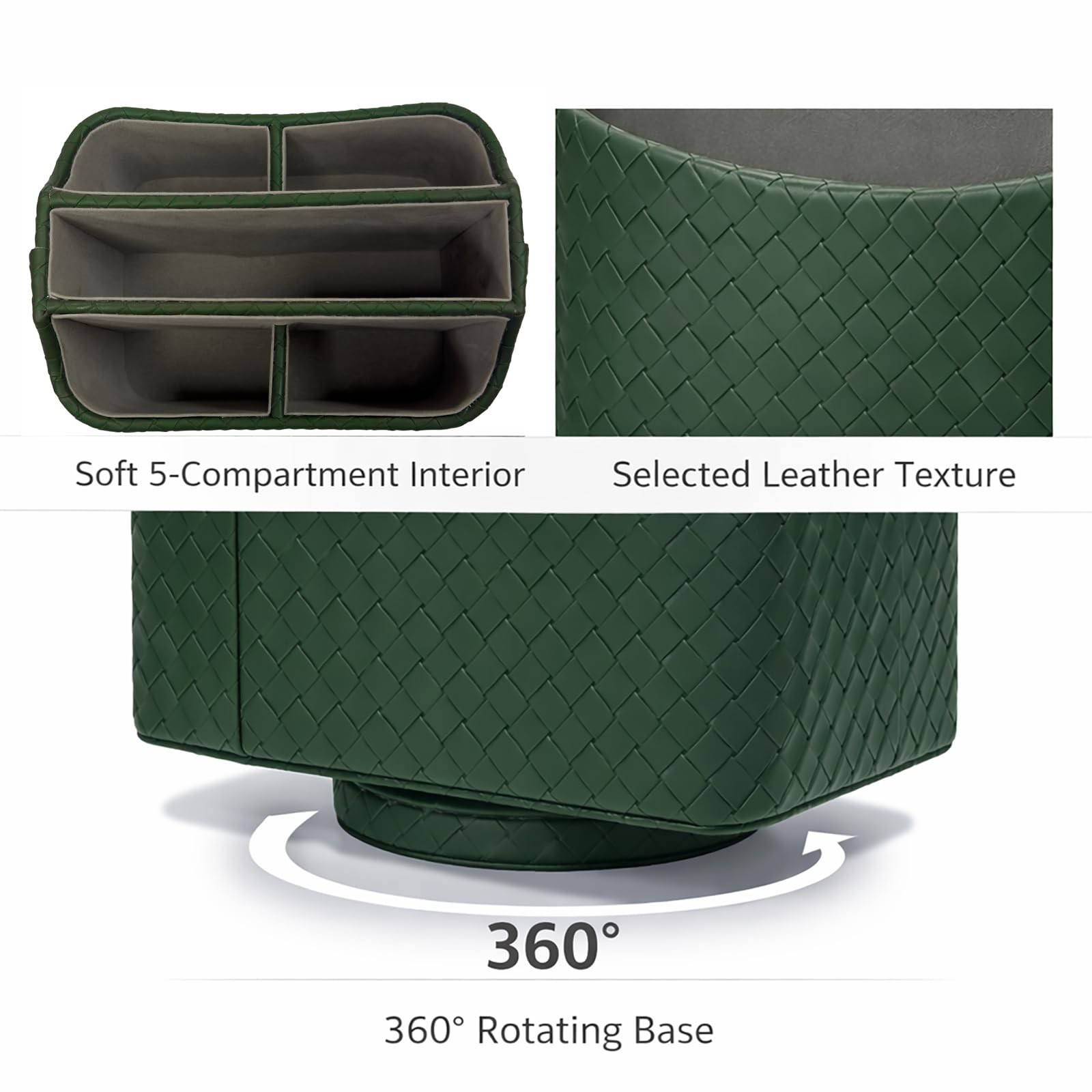 UnionBasic Rotating Desk Organizer, 360 Spinning Caddy, Woven Green
