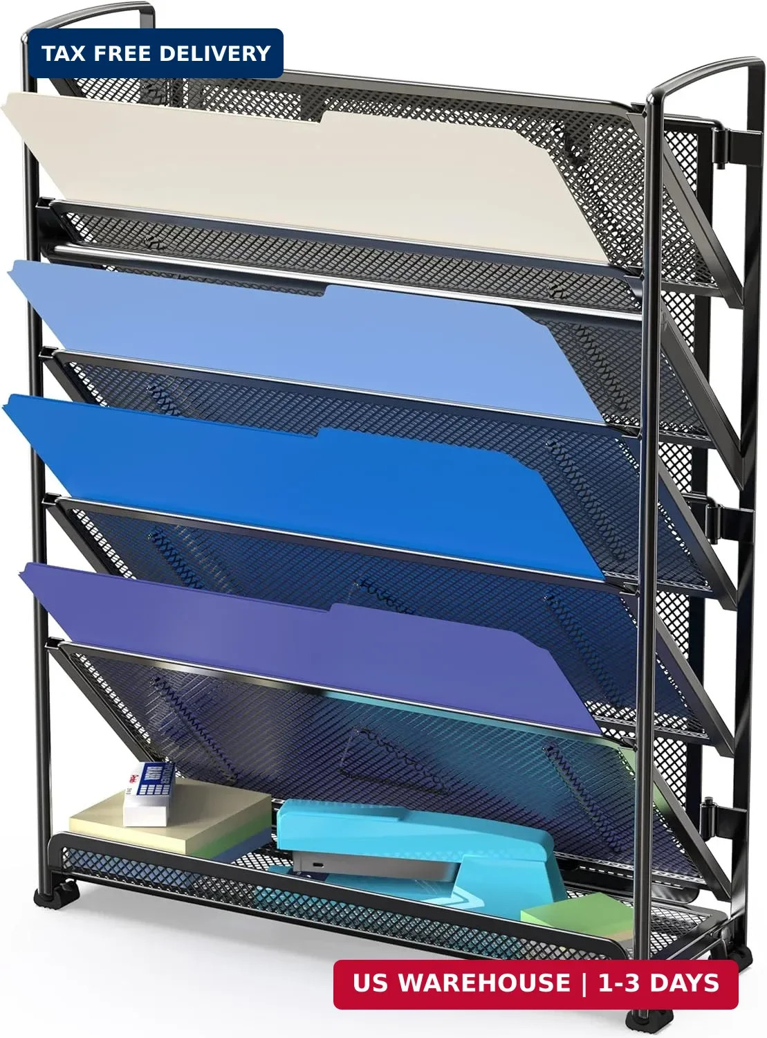 Simple Houseware 6-Tier Wall Mount Document Letter Tray Organizer, Black