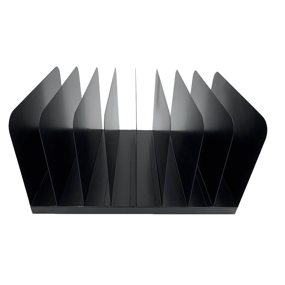 Huron Vertical 8 Slot Steel Desk Organizer/Sorter Black HASZ0146