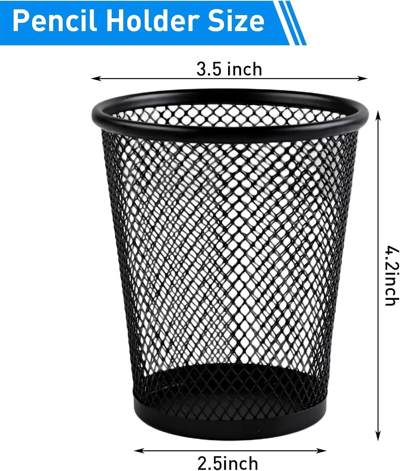 2 Pack Pencil Holders, Black Mesh Metal Organizers for School Supplies