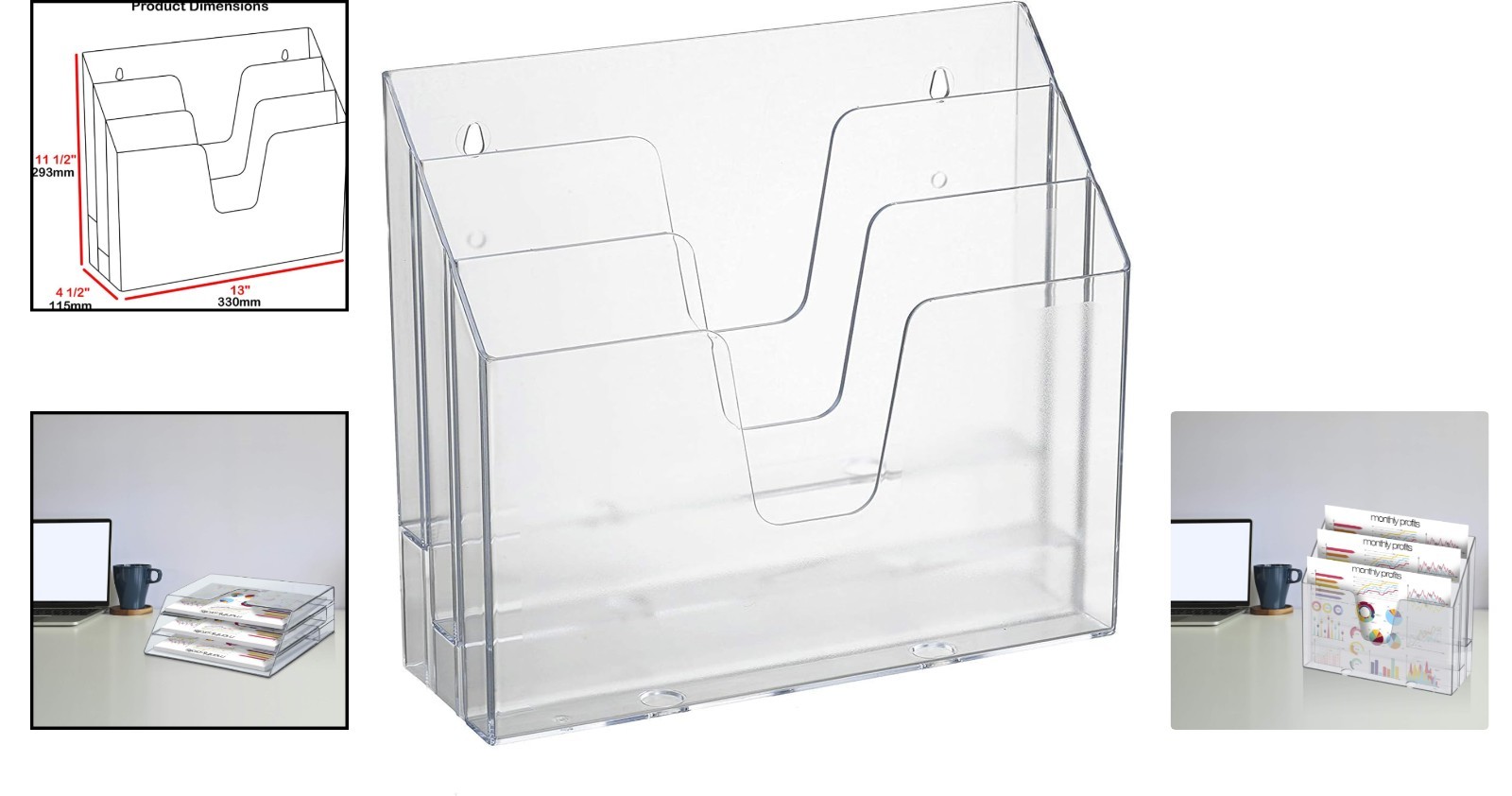 Versatile Open Top Desktop Organizer with 3 Compartments for Efficient Filing