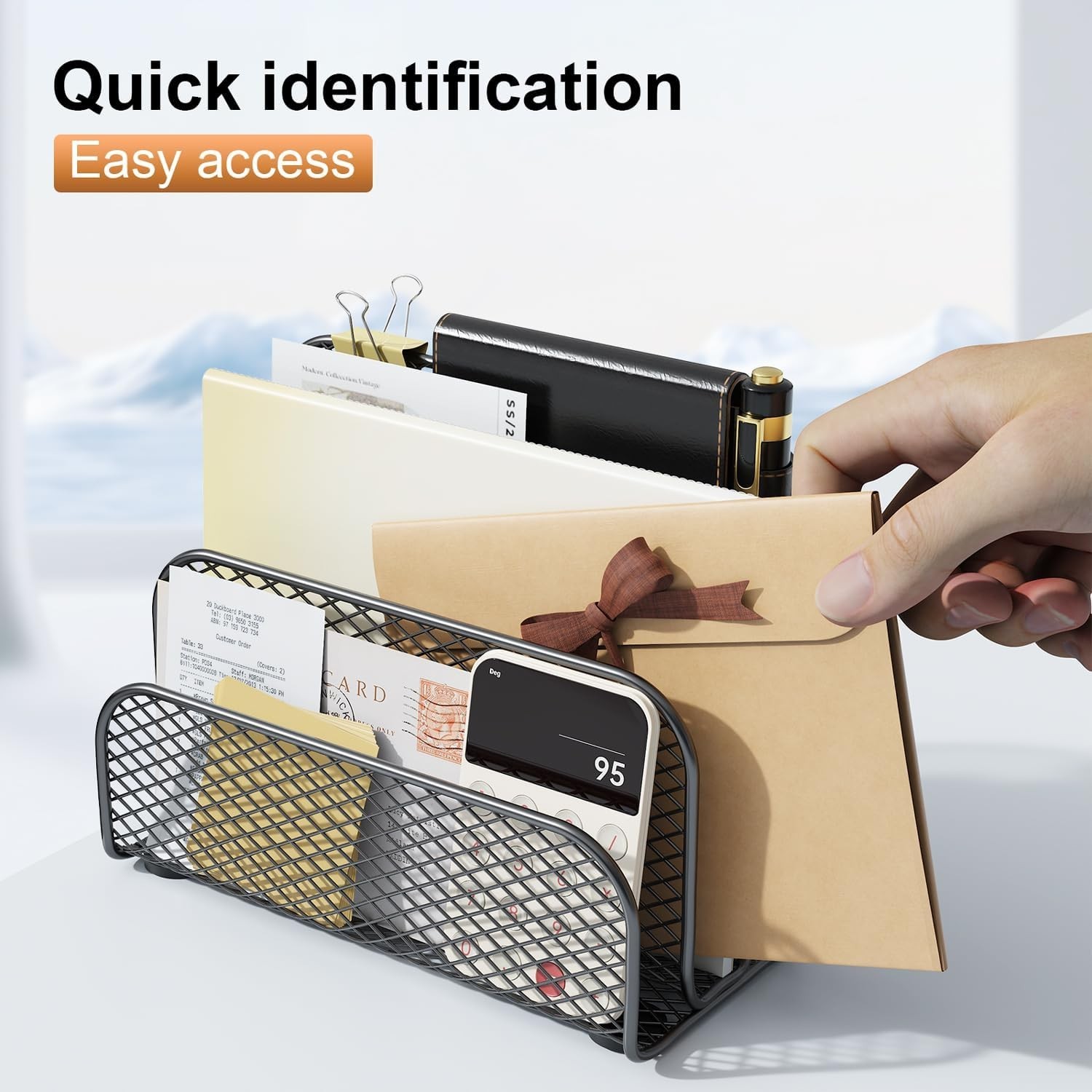 Mail Organizer Countertop, Metal File Holder with 3-Slot, Bill Organizer for …