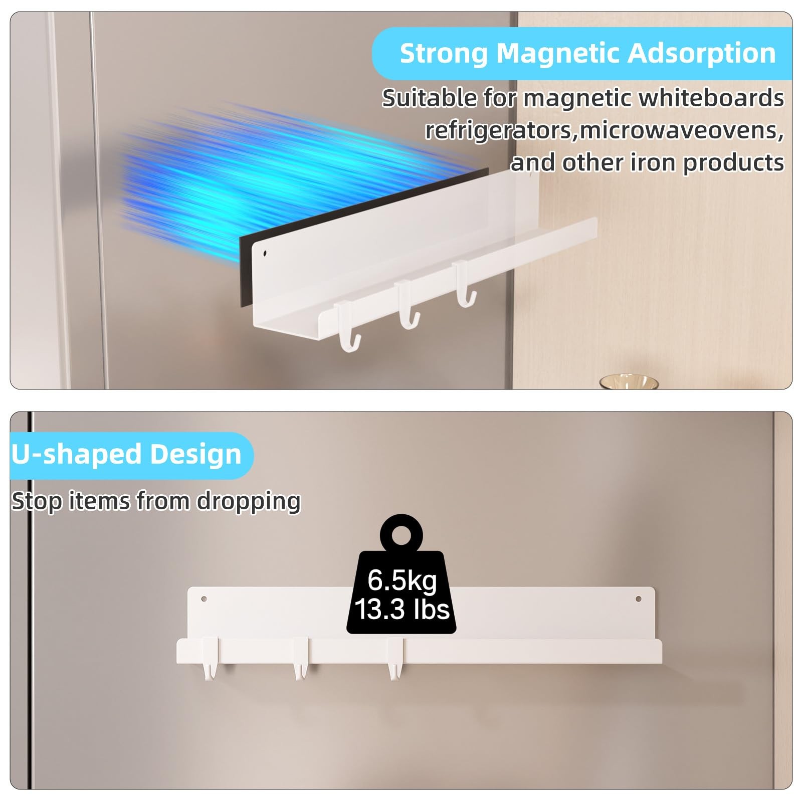 2-Pack Magnetic Book Shelf for Whiteboard – 17 Inch Reusable Metal Magnetic S…