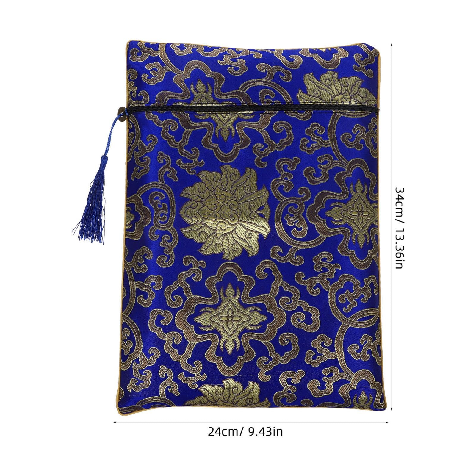 Chinese Style Zipper Storage Bag 13.4X9.4 in Multi-Purpose Pouch for Books No…