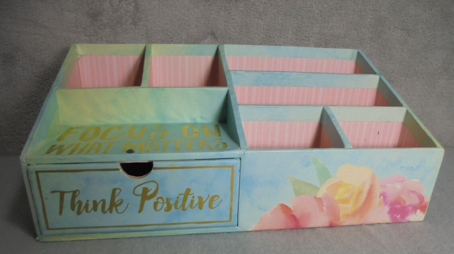 Ashland Decorative Box Office Desk Organizer Cardboard Letter Mail Clips Floral