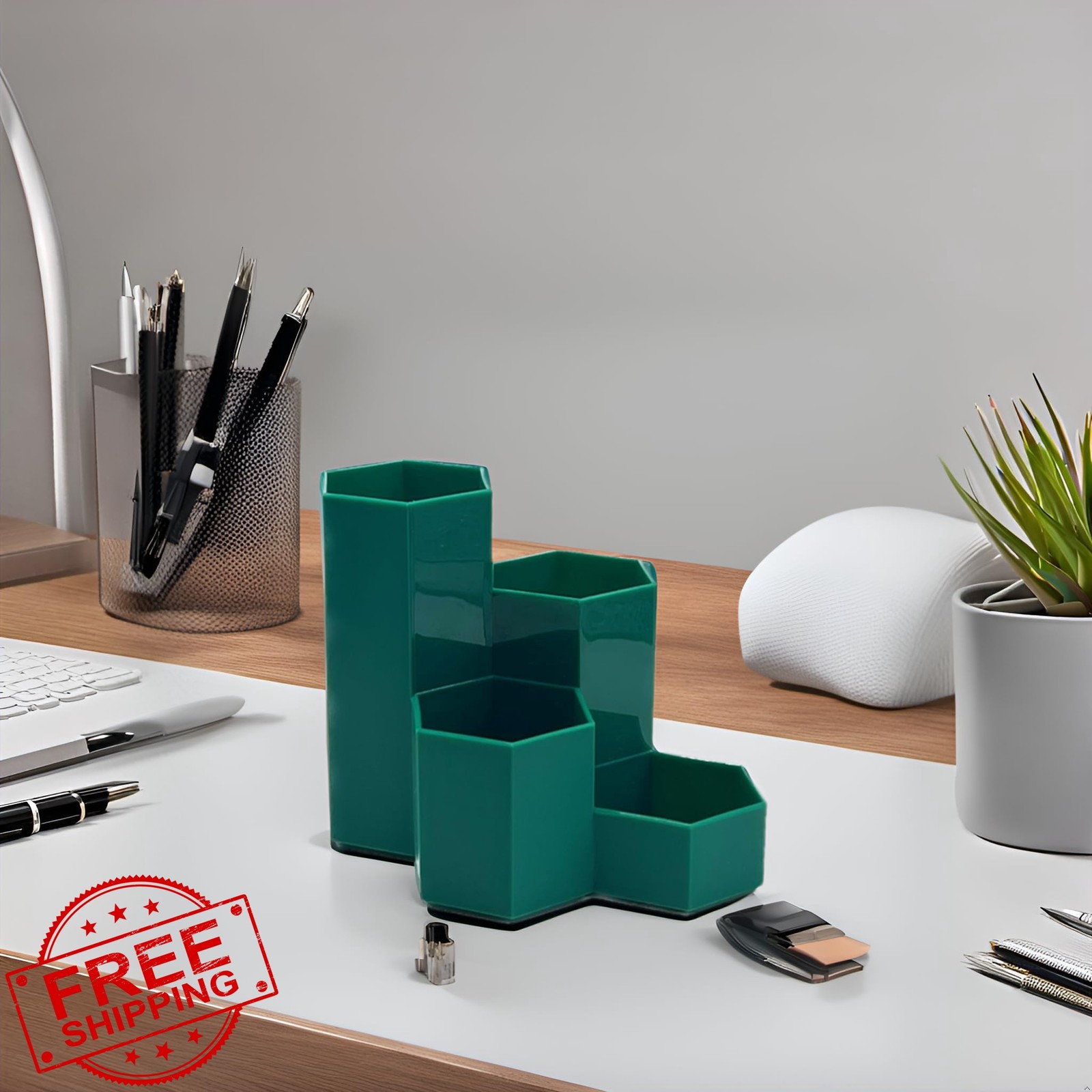 Saikvi Teal L-Shape Pen Holder