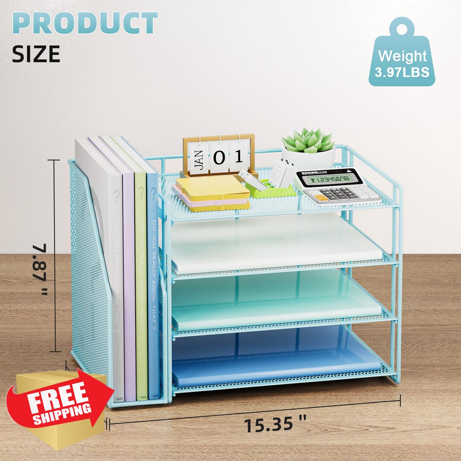 Marbrasse Blue 4-Tier Desk Organizer