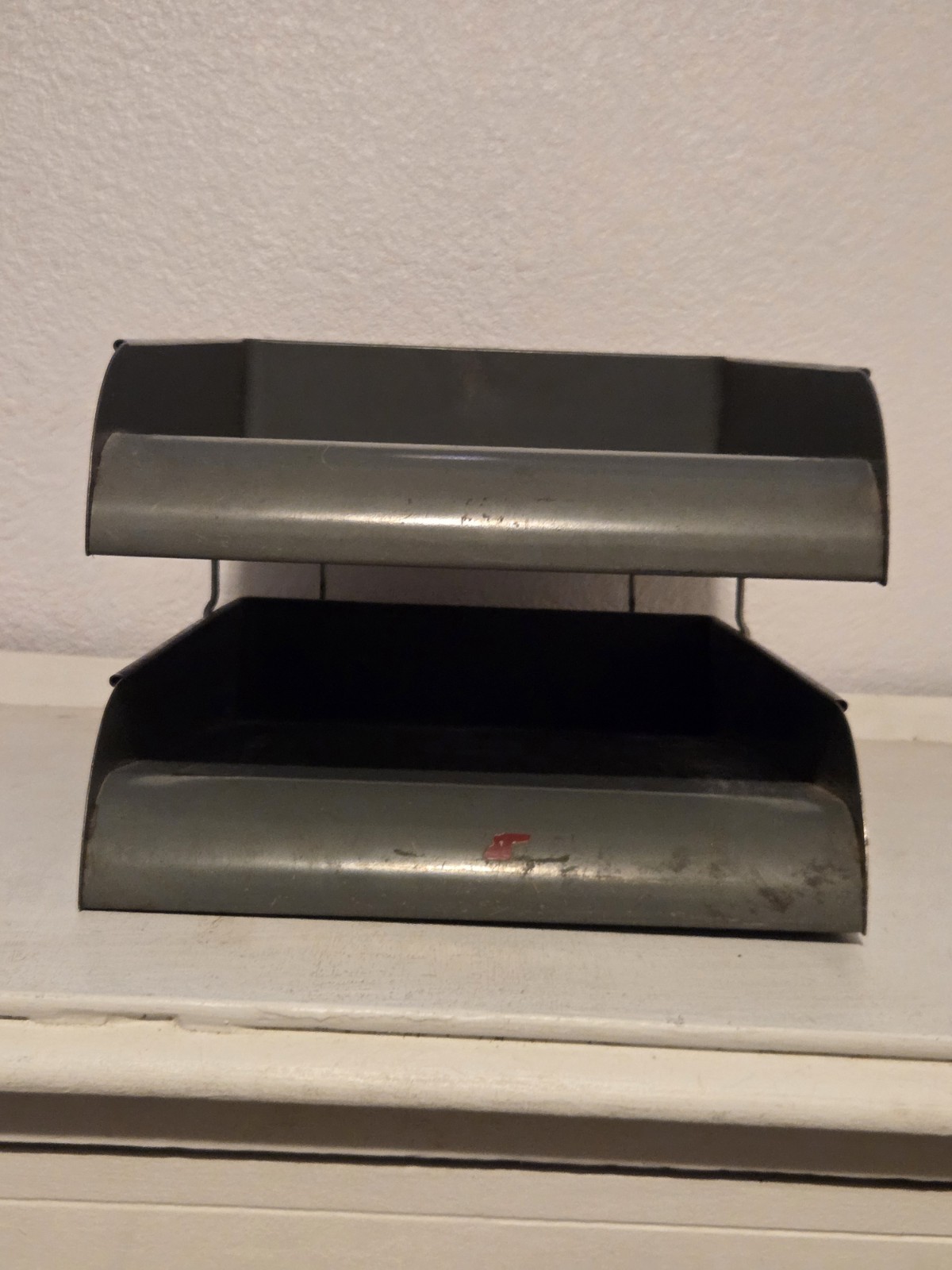 Vintage Globe-Wernicke 2 Tier Metal Paper Tray File Organizer Vintage Gray Green