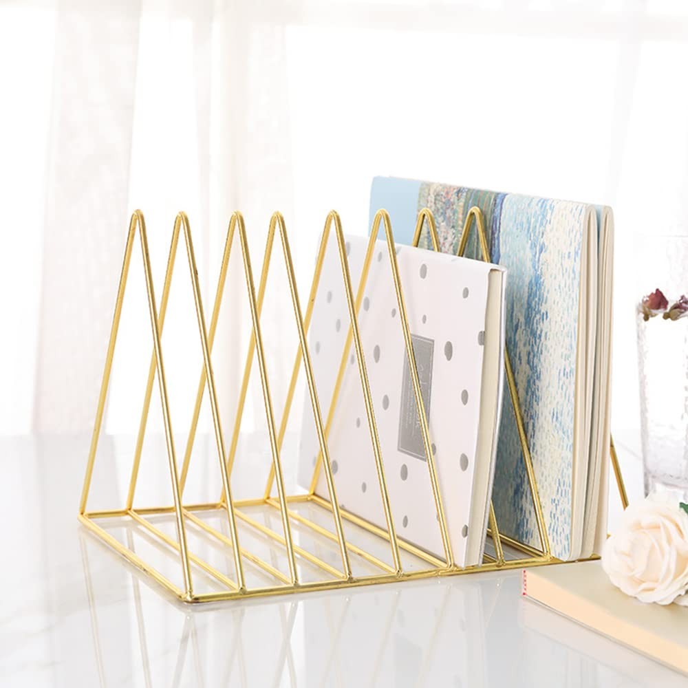 Sooyee 9 Slot Gold Magazine Holder, Desktop File 10.2”L X 7”W X 6.9”H,