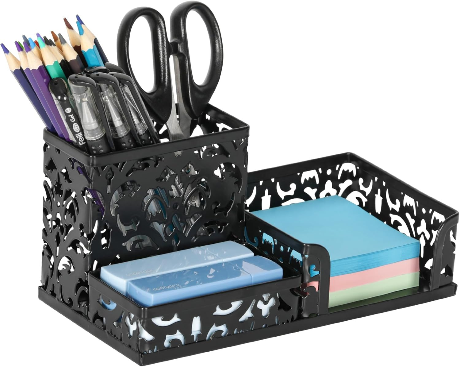 Desk Organizer with 3 Compartment for Pencil Sticky Note Holder and Office Acces