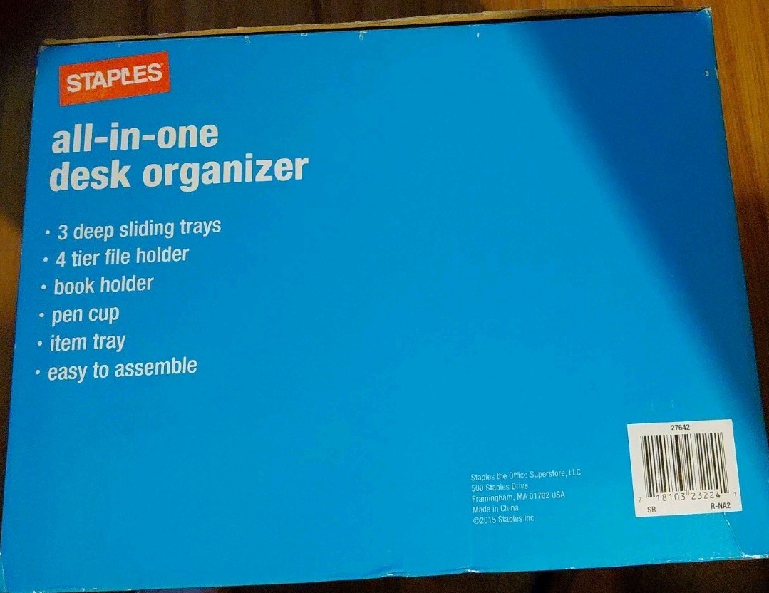 STAPLES All‑In‑One Wire Mesh Desk Organizer, 10‑Compartment Accessory SILVER