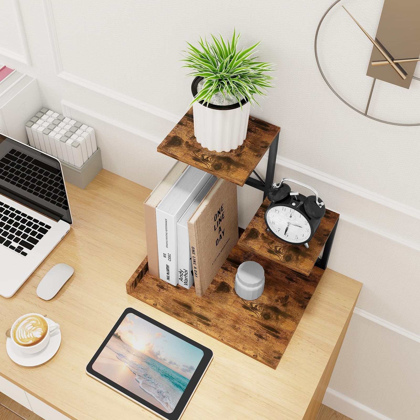 ELITEROO Desk 9.25 inches x 11.8 x 11.4 inches, Rustic Brown Black