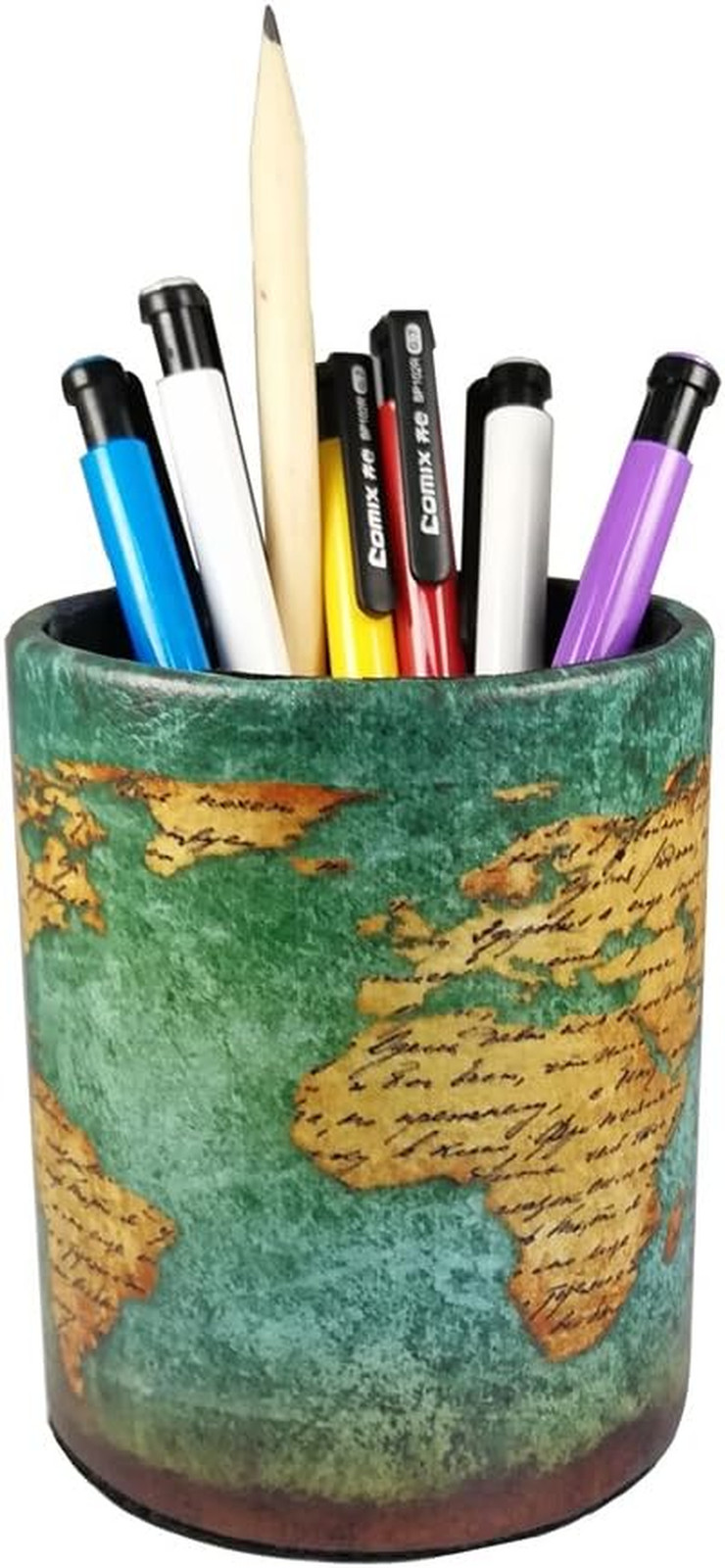Dreamseden Vintage Pen Pencil Holder Cup Retro Pattern Desk Organizer for Home O