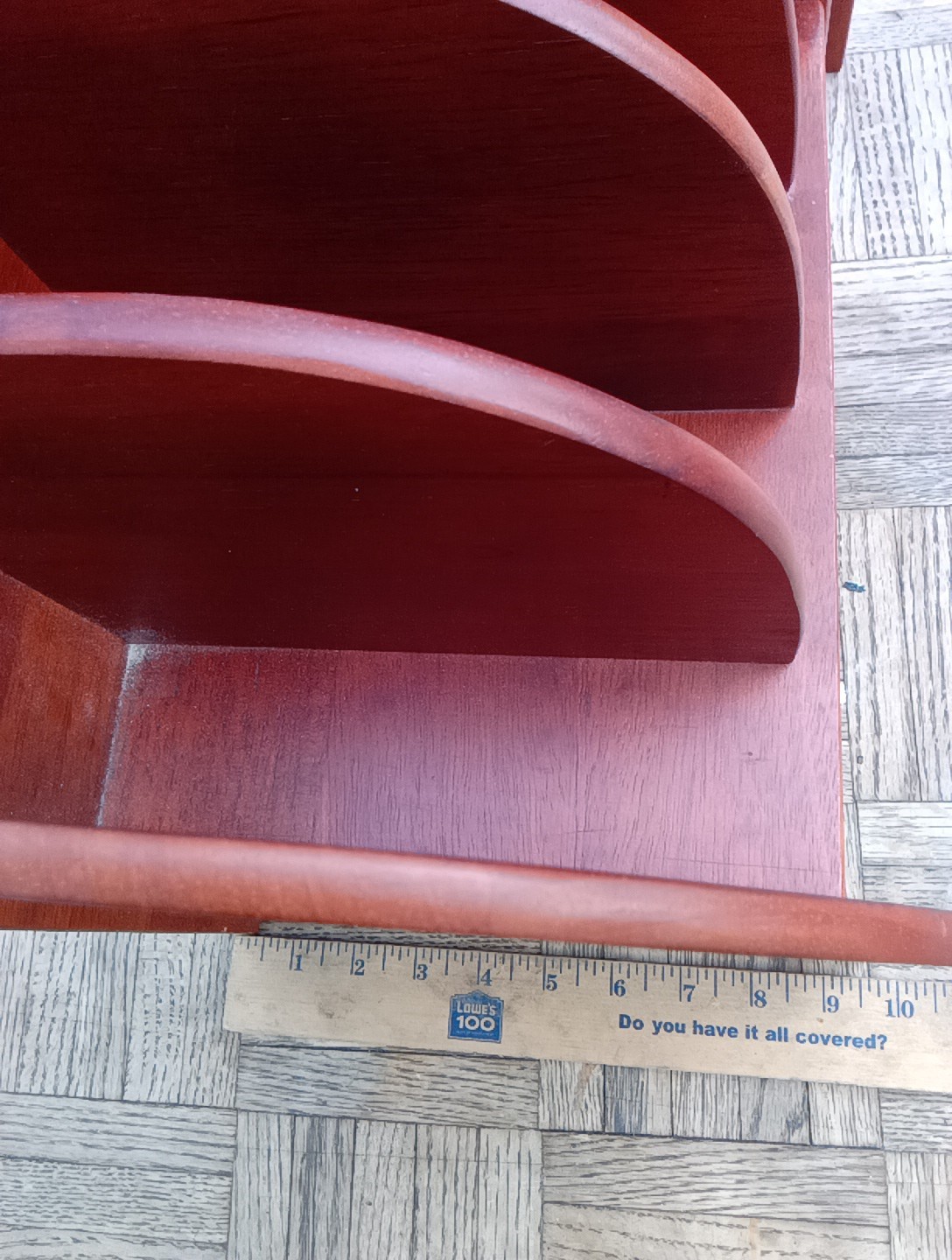 Vintage REAL Wood Leatherette Rattan Desktop Document & Mail Organizer RARE VNC