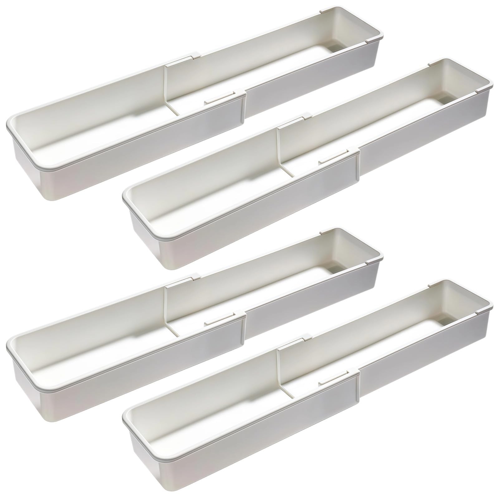 Toyosport 4 Pcs Expandable Drawer Organizers, Adjustable White