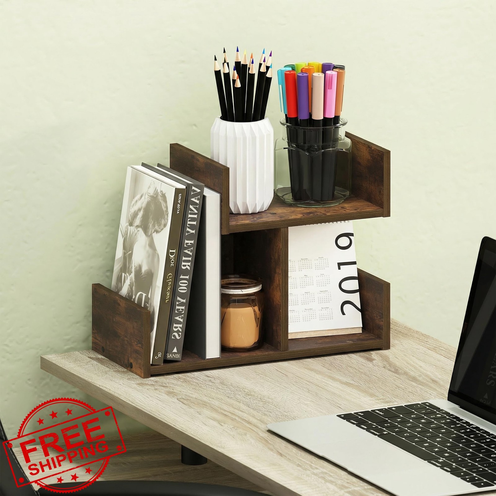 Furinno Amber Pine Desk Organizer 12.4-Inch