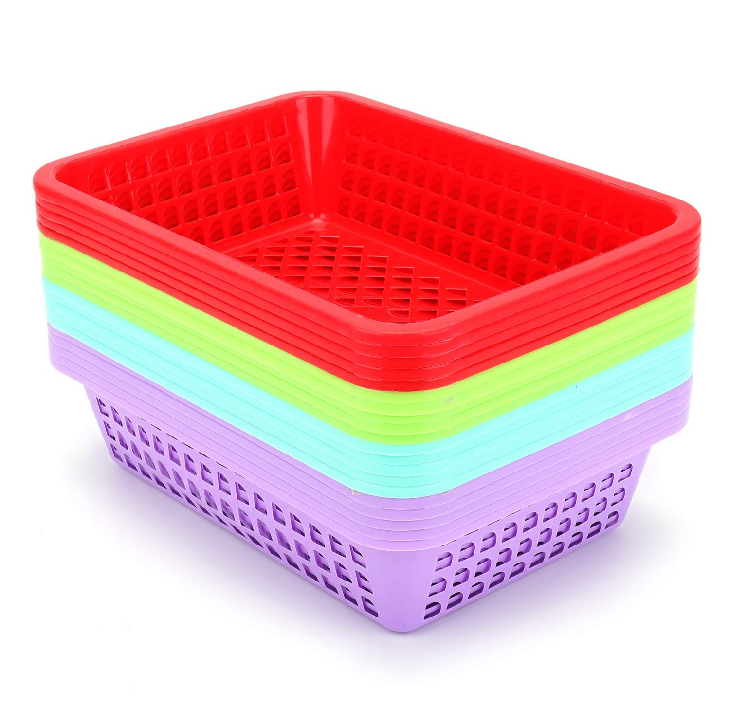 20 Pack Classroom Storage Baskets,10 x 7 x 2.5 Inch Colorful Stackable Deskto…