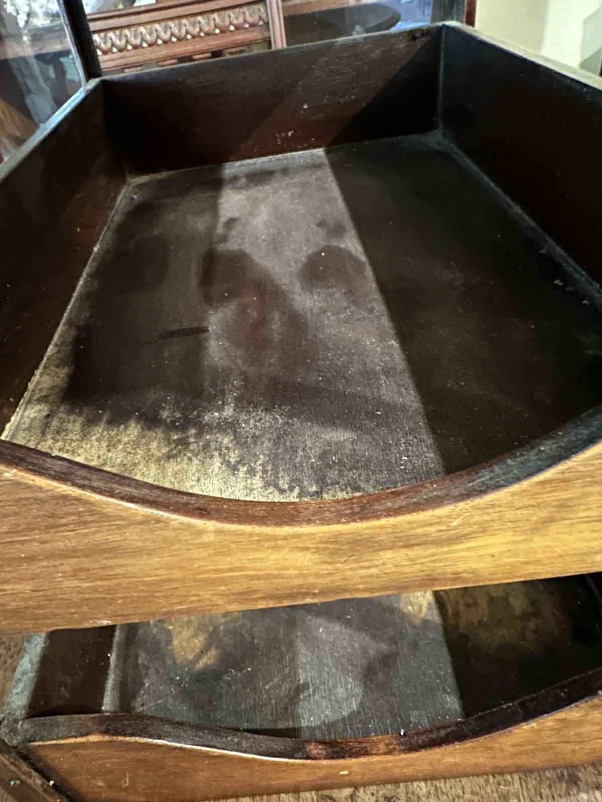 Antique Desk Top Letter Tray File Holder Wooden 3 Tier