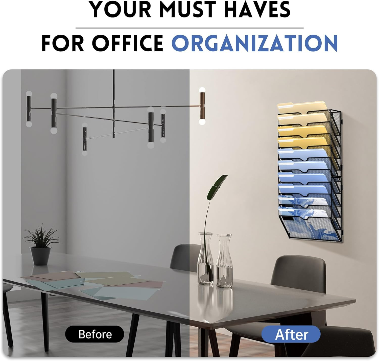 Wall File Organizer, 10 Tier Hanging File Organizer, Mail Organizer Wall Mounted
