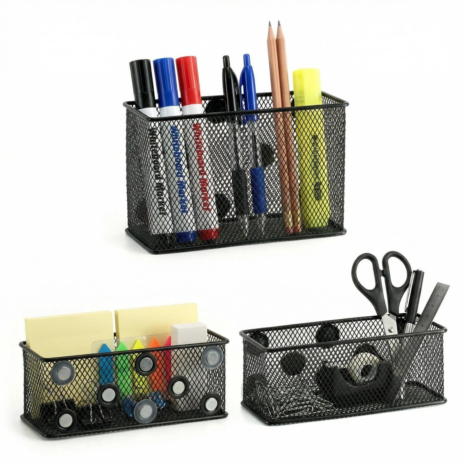 Magnetic Locker Shelf Organizer, Pencil Holder, Metal Storage Basket for Whit…