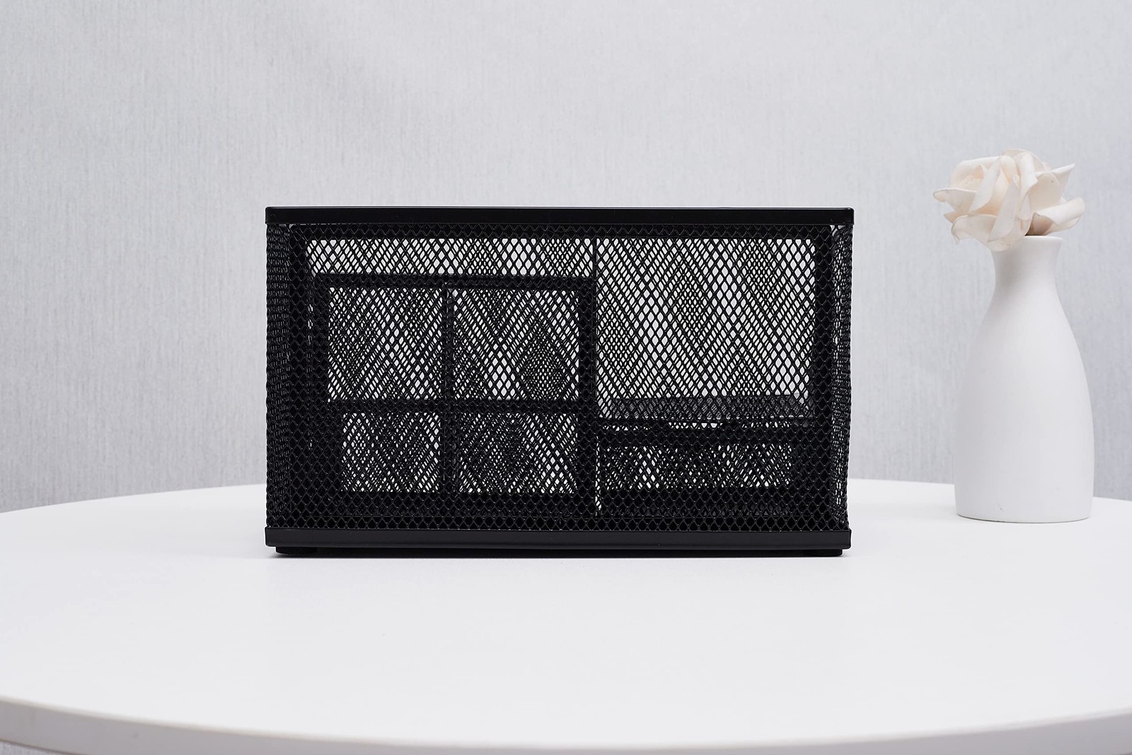 Annova Mesh Desk Organizer Office with 7 Compartments + Drawer/Desk Black