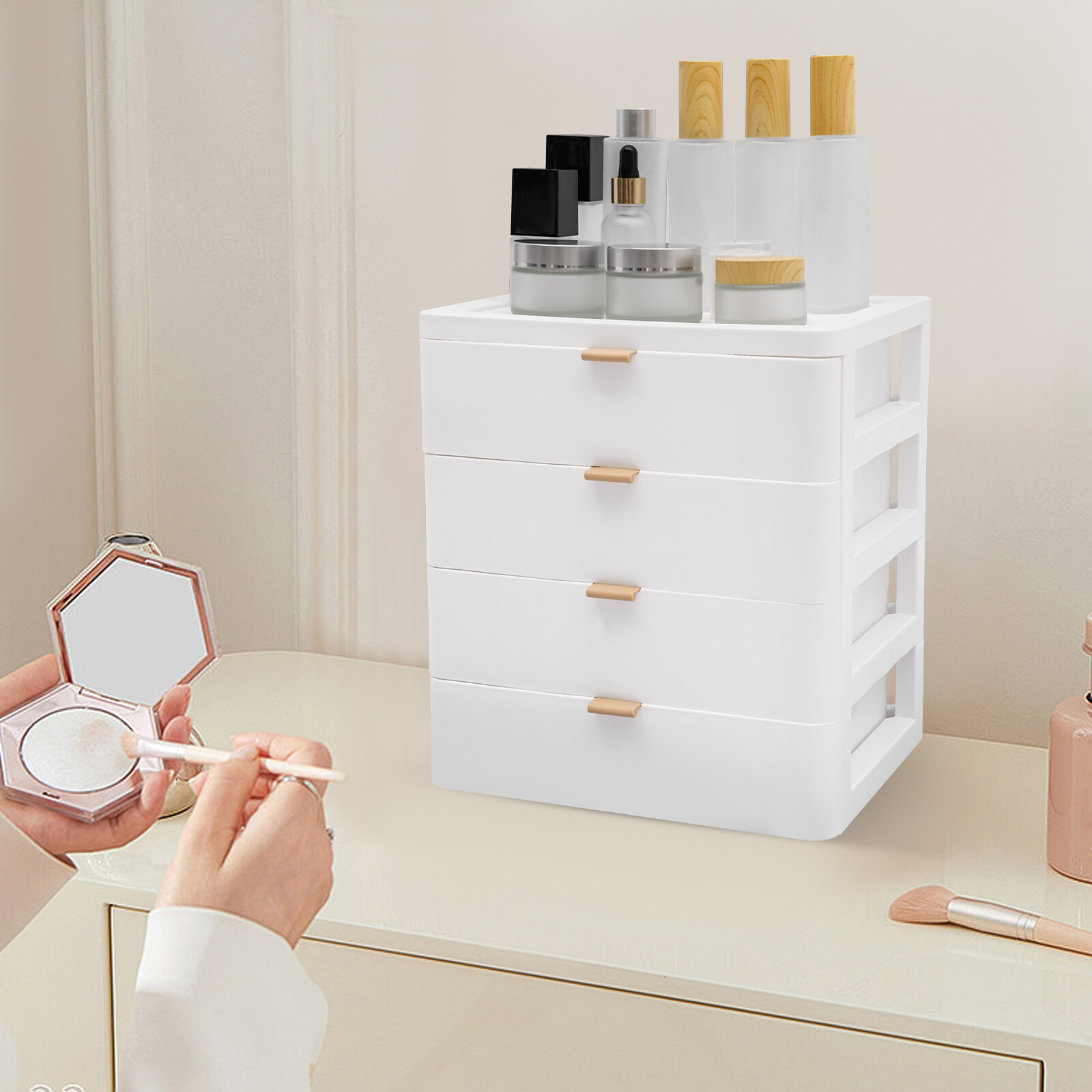 Modern Desktop Storage Box Drawer Organizer Desk Organizer with Drawer White NEW