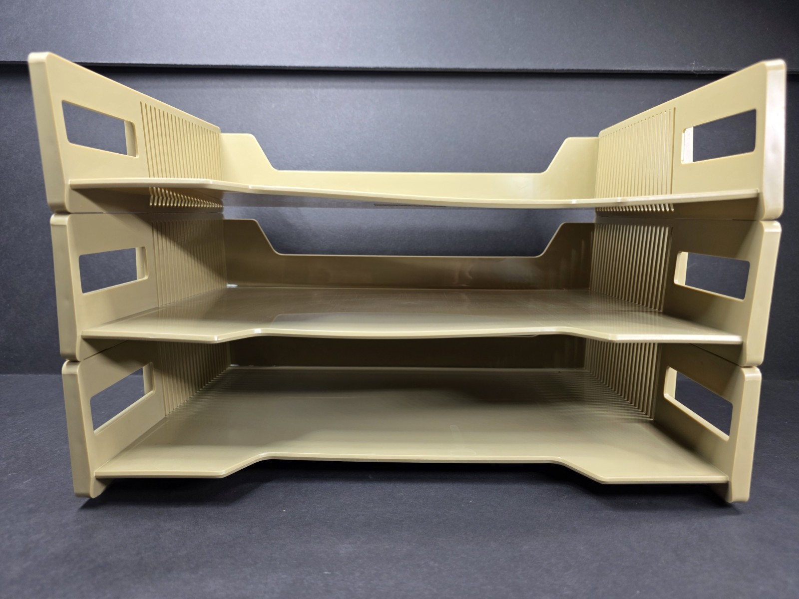 Eldon Office Products 1960’s 3-Tier File Paper Holder Beige Tan Plastic Vtg 1969