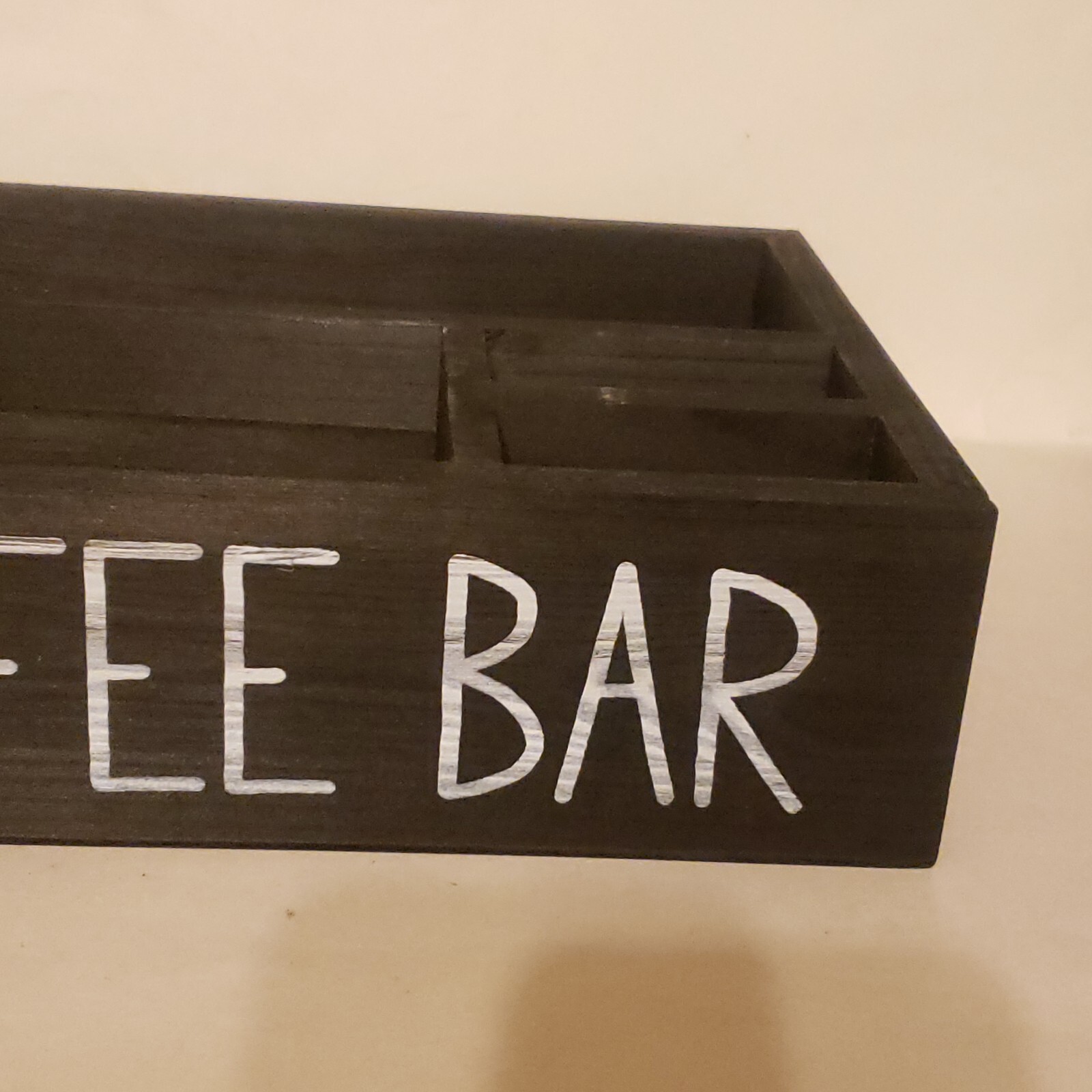 “Coffee Bar” Rustic Wooden Coffee Organizer 12x8x3 Art Deco Storage Display