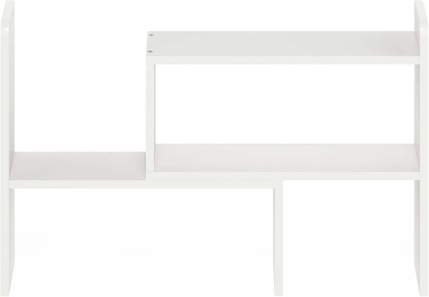 23.7-Inch White Adjustable Desktop Bookshelf Organizer for Workspace Elegance