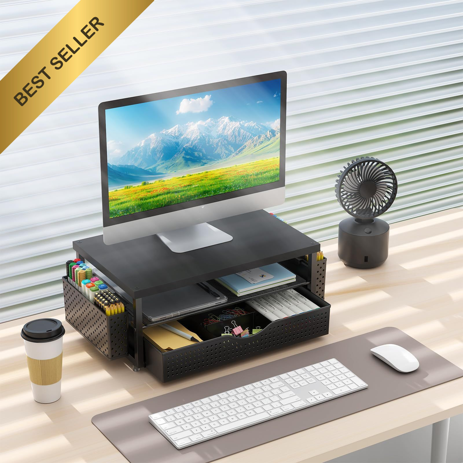 gianotter Desk Organizers and Accessories, Monitor Stand with Black-Plain
