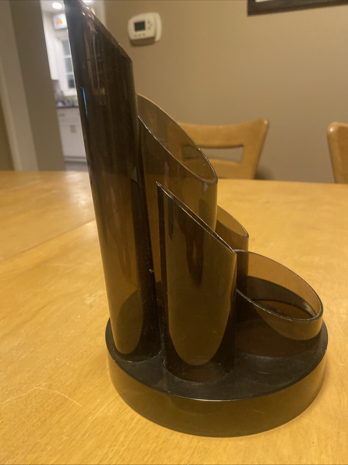 Vintage 1970s Atomic Office Desk Organizer Smoke Gray Plastic Tubes MCM Retro