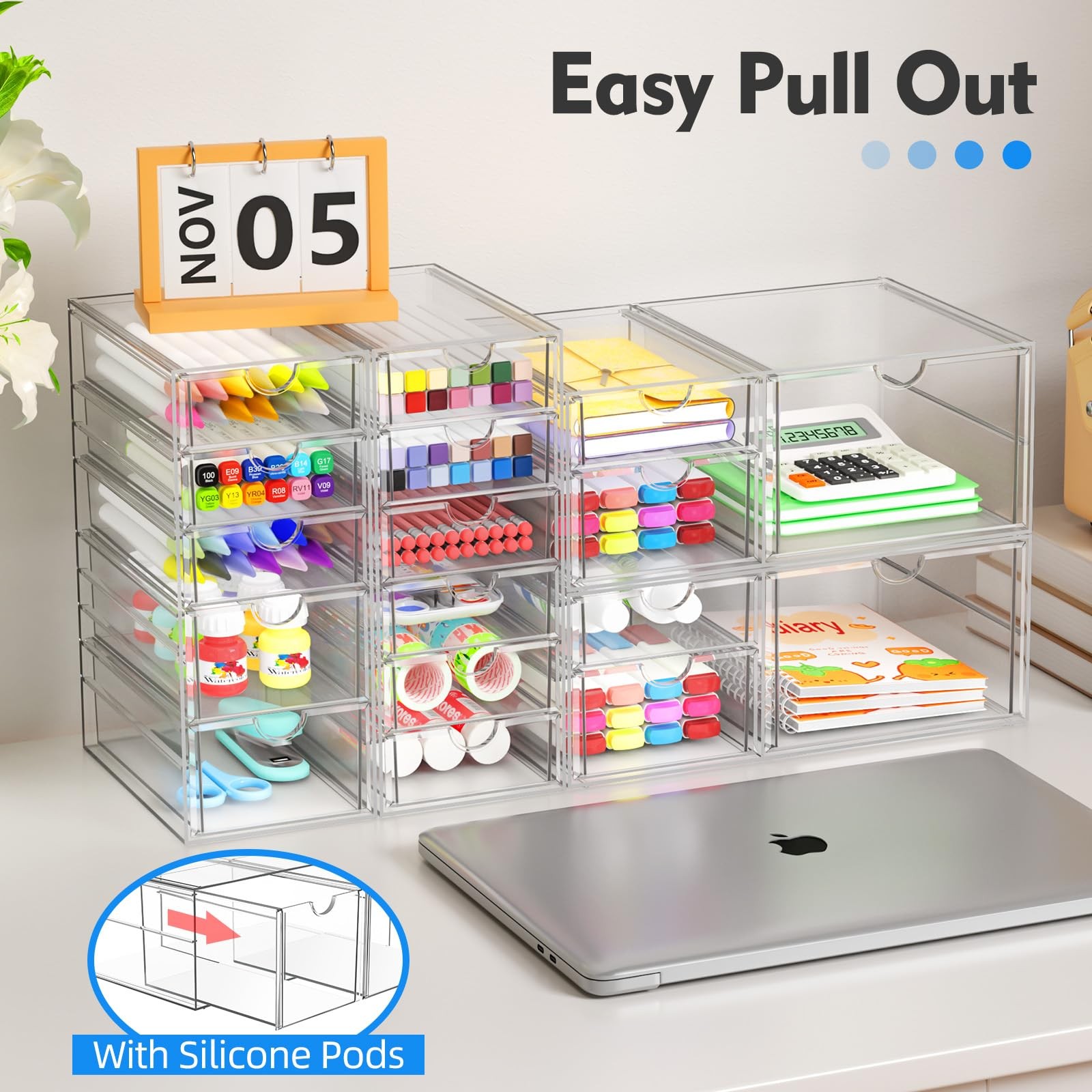 Arstpeoe Acrylic Makeup Organizer 13 Drawers Bathroom Counter Organizer Acrylic