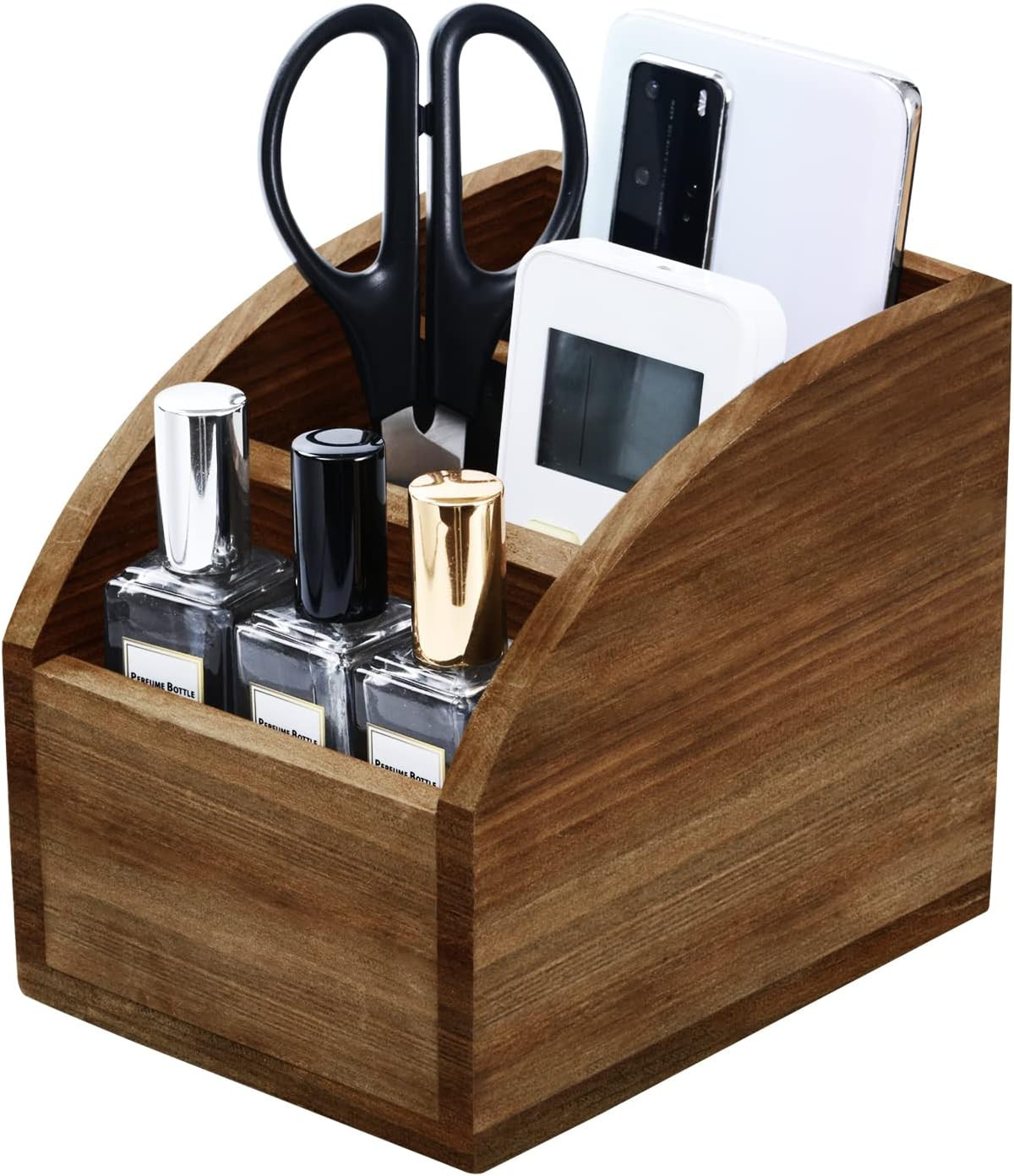 OKSQW Rustic Vintage Wooden Desk Organizer Farmhouse Wood Remote Control Caddy,