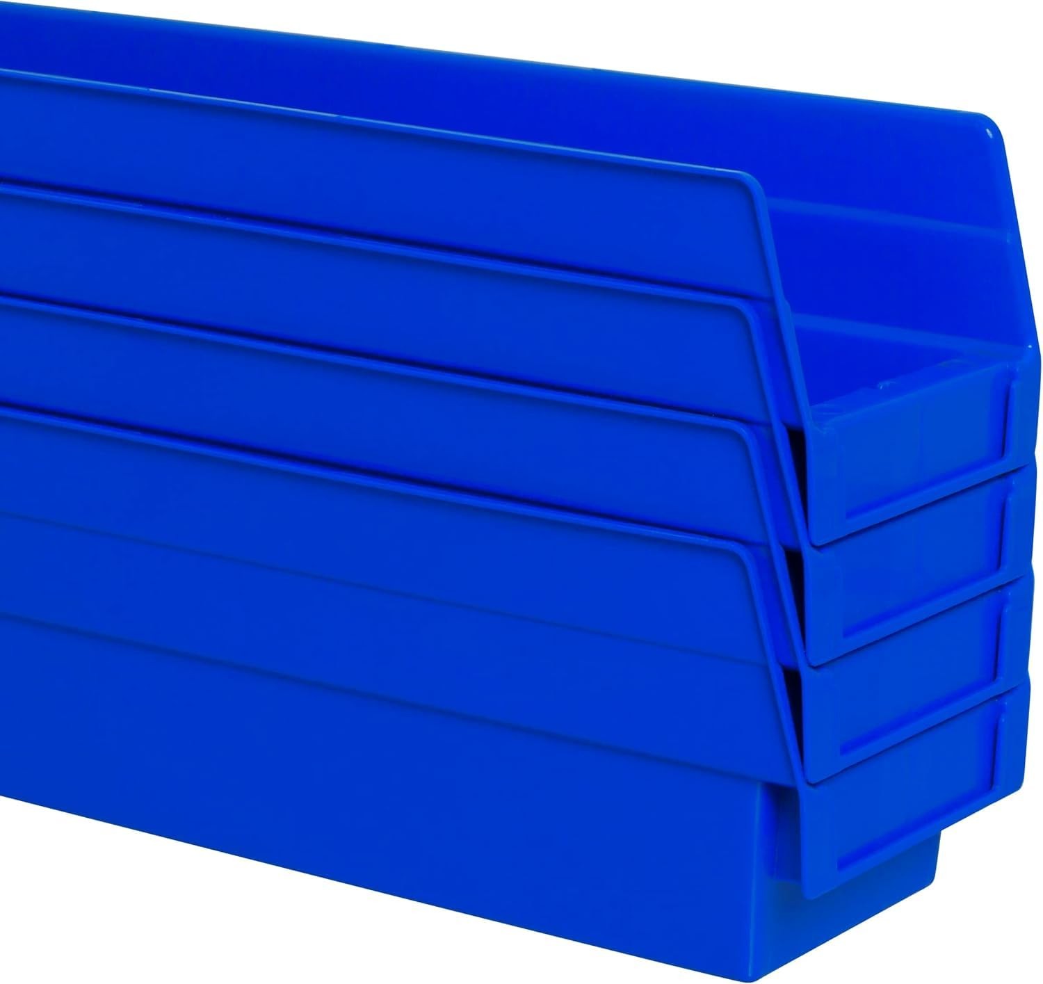Akro-Mils 30128 Plastic Shelf Bins, Heavy 18-Inch by 4-Inch 4-Inch, Blue